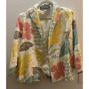 Vinatge Painted Pony Tropical Bird Floral Blazer Womens Large Multicolor  USA